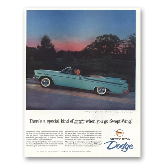 1957 Dodge Swept Wing Special Kind of Magic Vintage Magazine Print Ad