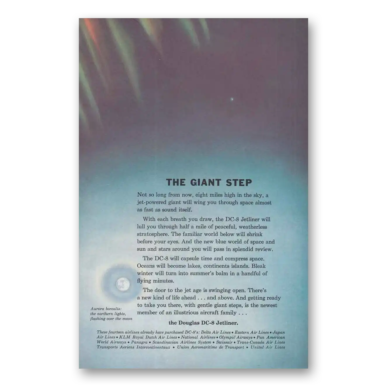 1957 Douglas DC8 Giant Step Vintage Magazine Print Ad