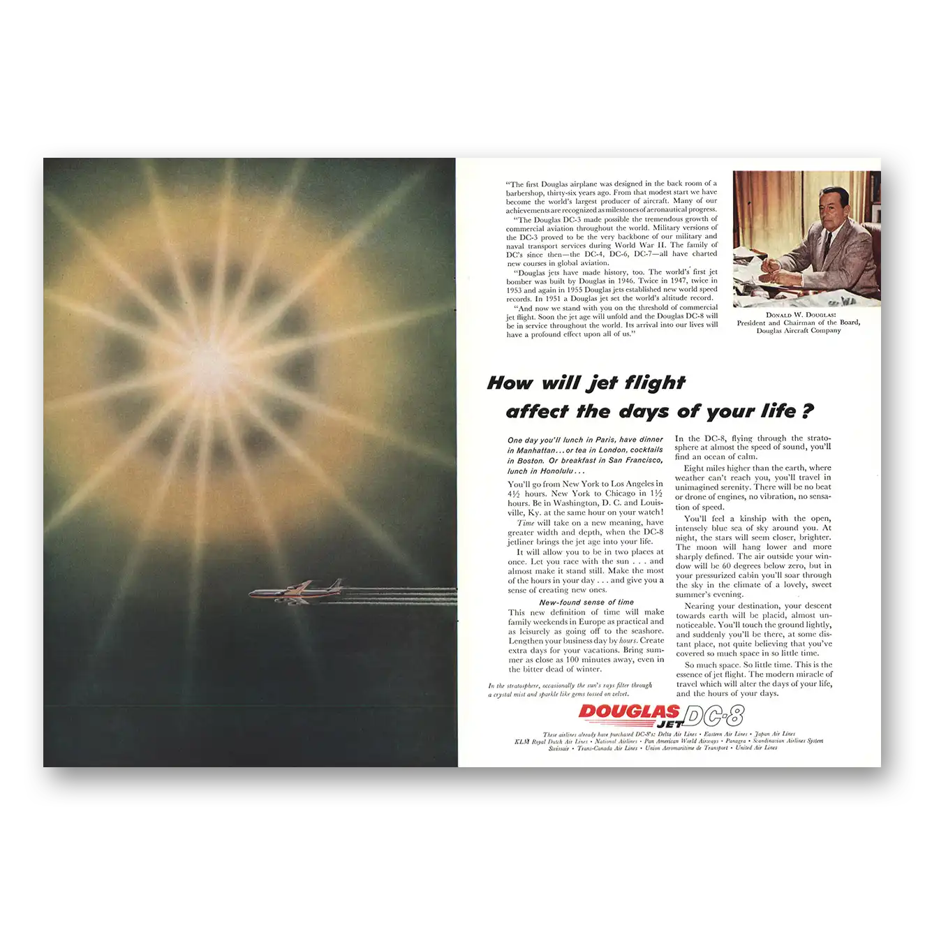 1957 Douglas Jet Flight Affect Days Of Your Life Vintage Magazine Print Ad