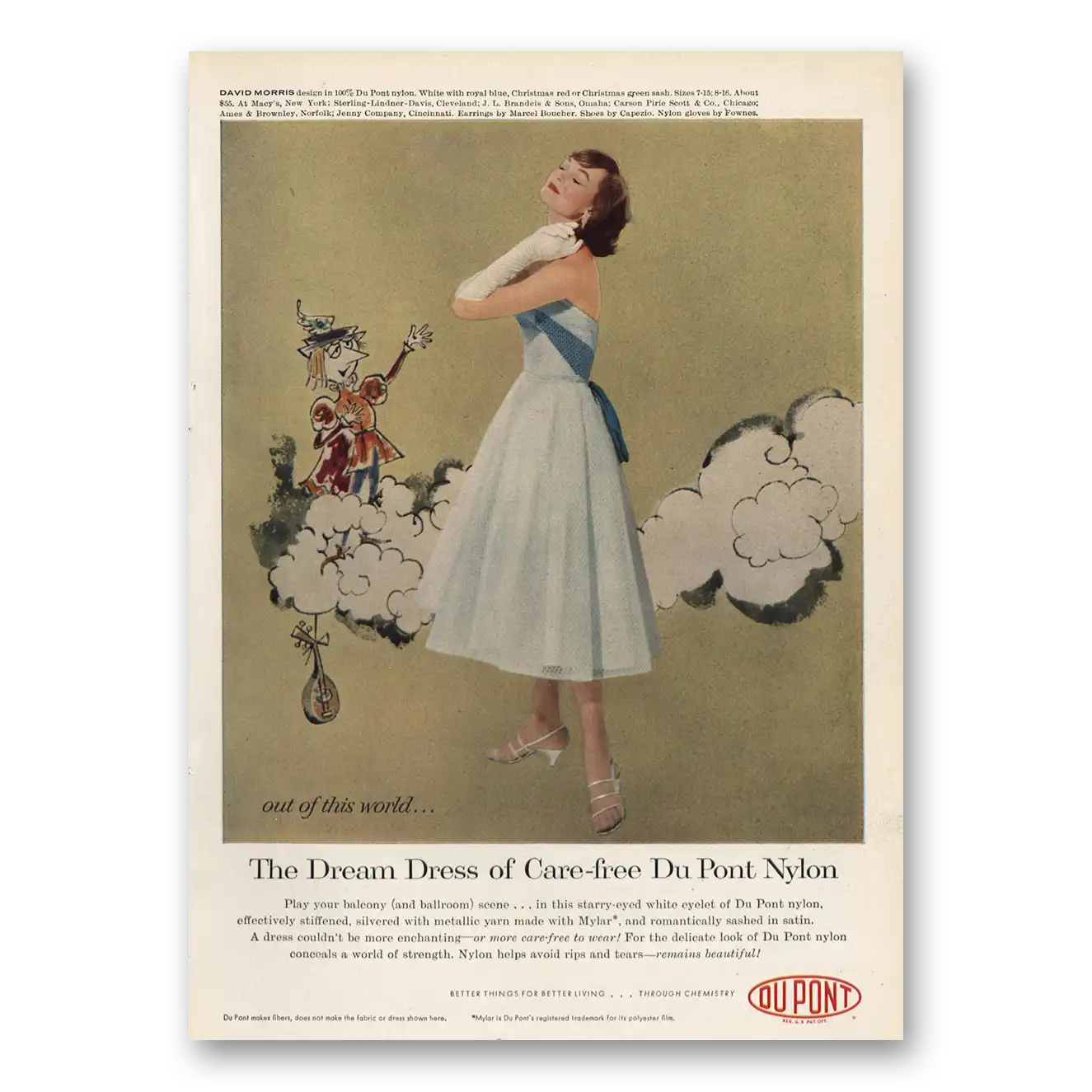 1957 DuPont Nylon Dream Dress David Morris Vintage Magazine Print Ad