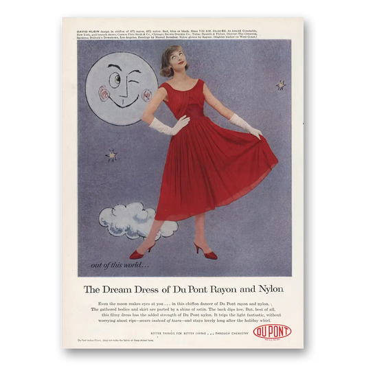 1957 DuPont Nylon Nylon Dream Dress David Klein Design Vintage Magazine Print Ad