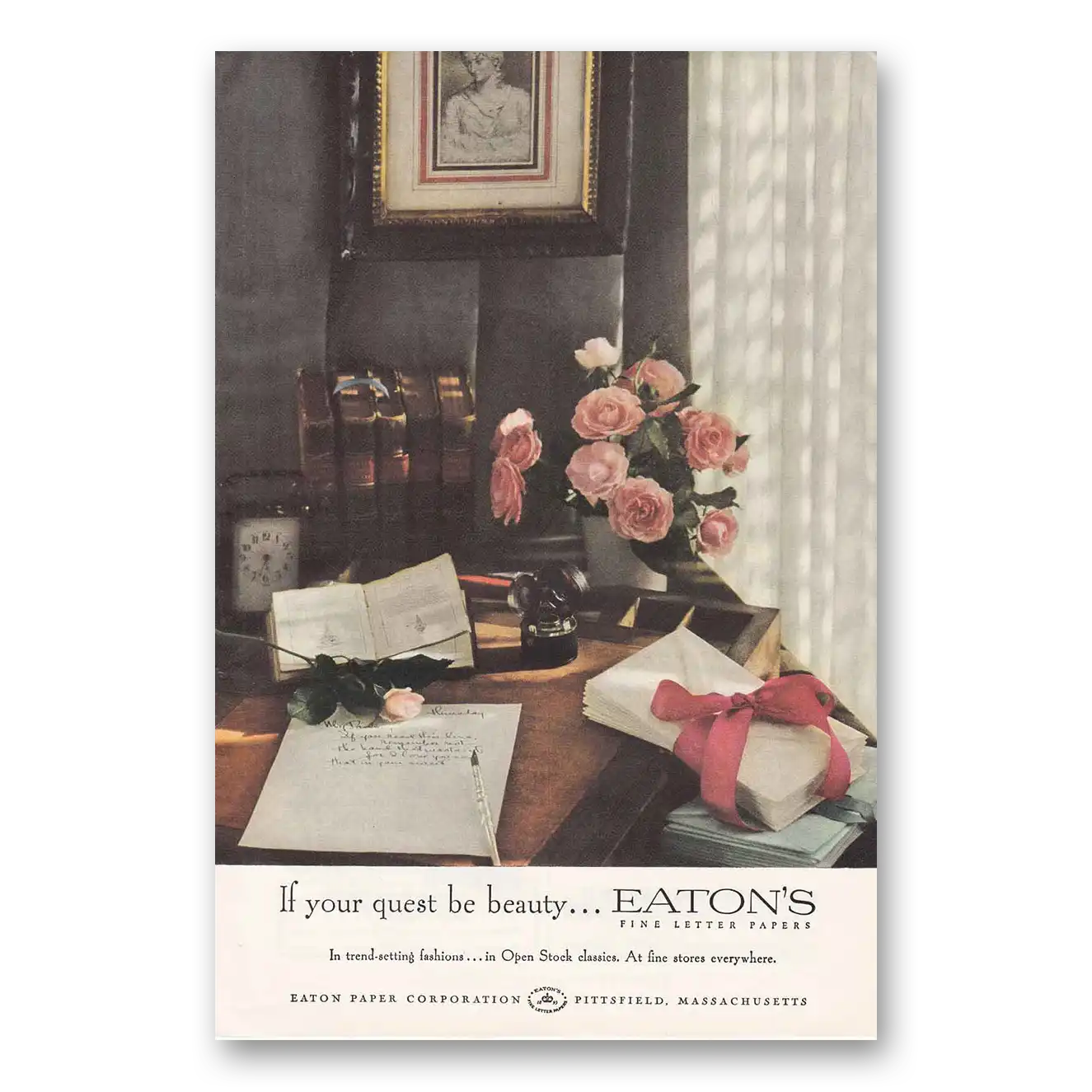 1957 Eaton Paper Your Quest Be Beauty Vintage Magazine Print Ad