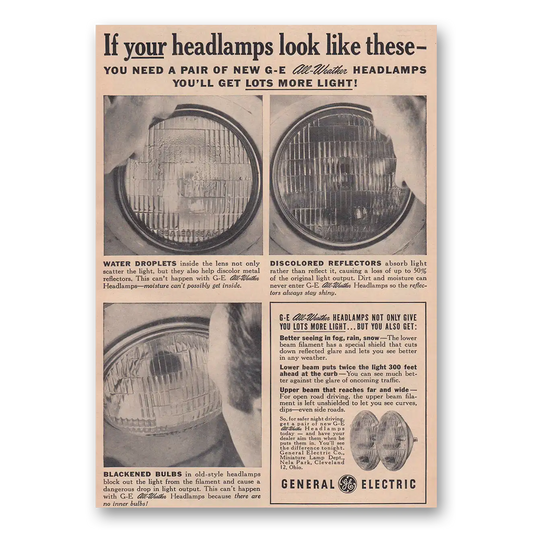 1957 GE Lamps Your Headlamps Look Like These Vintage Magazine Print Ad