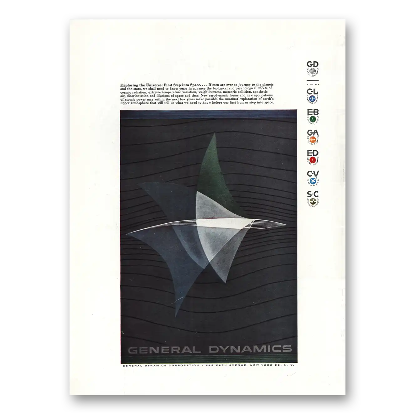 1957 General Dynamics Exploring the Universe Vintage Magazine Print Ad