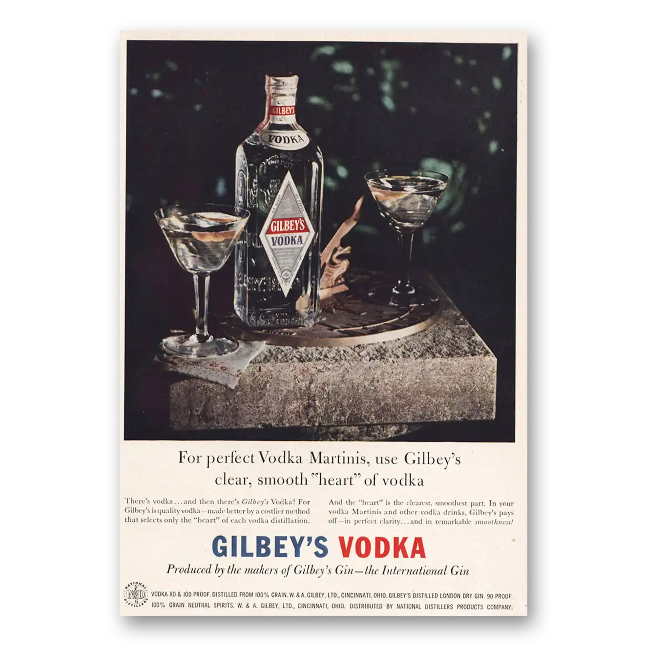 1957 Gilbeys Vodka Perfect Vodka Martinis Vintage Magazine Print Ad