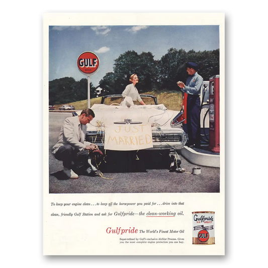 1957 Gulfpride Motor Oil Keep Your Engine Clean Vintage Magazine Print Ad