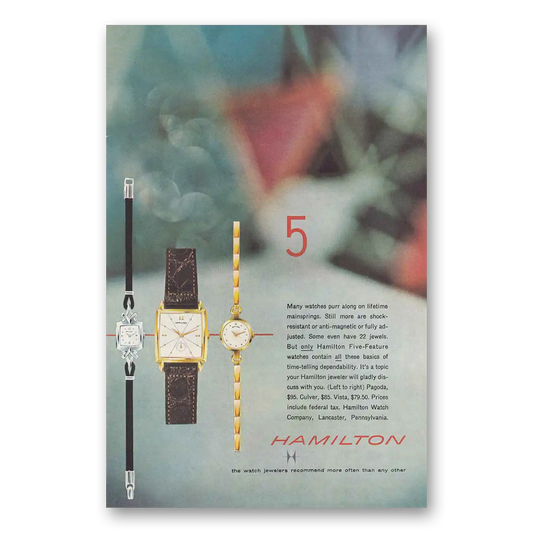 1957 Hamilton Watch Many Watches Purr Vintage Magazine Print Ad