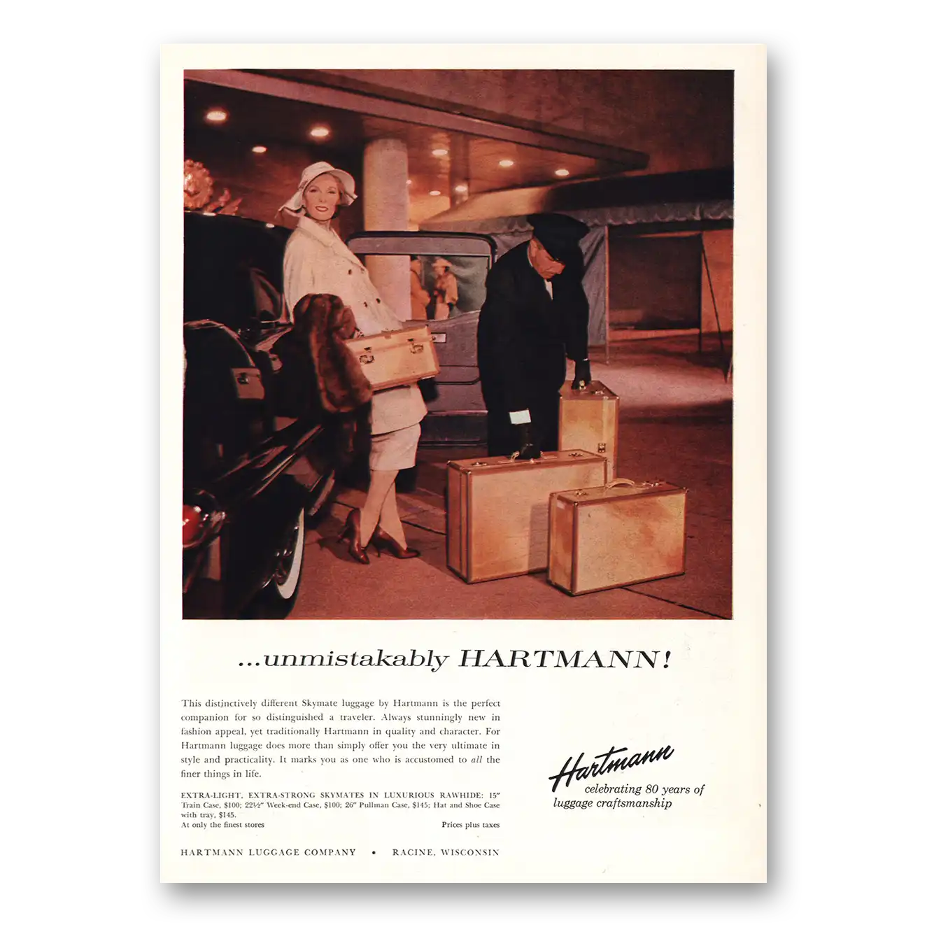 1957 Hartmann Luggage Unmistakably Vintage Magazine Print Ad