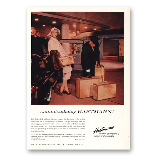 1957 Hartmann Luggage Unmistakably Vintage Magazine Print Ad