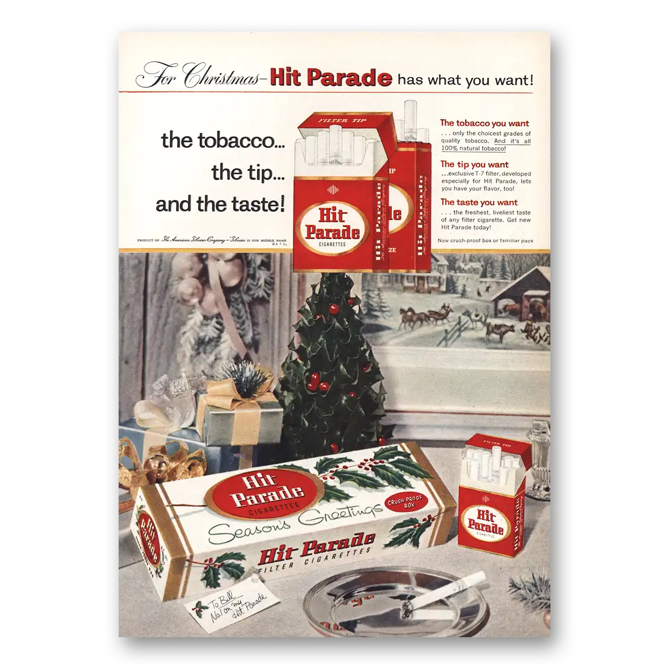 1957 Hit Parade Cigarettes Tobacco Tip Taste Vintage Magazine Print Ad