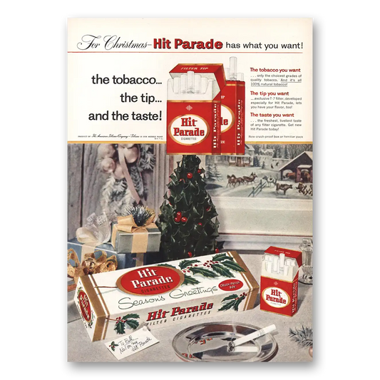 1957 Hit Parade Cigarettes Tobacco Tip Taste Vintage Magazine Print Ad