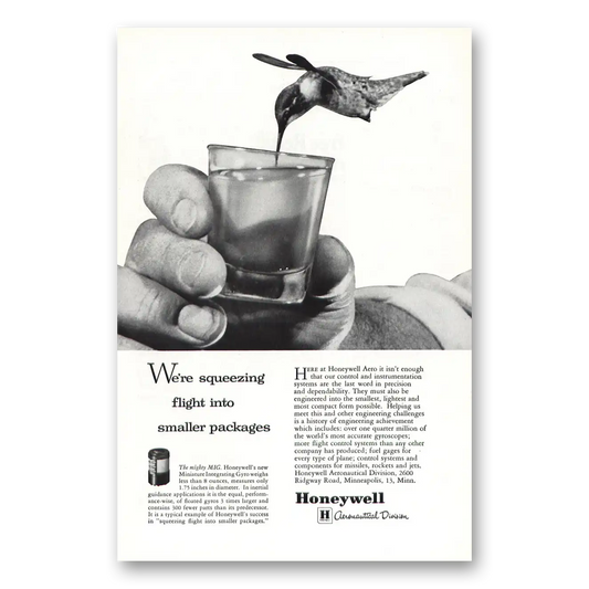 1957 Honeywell Aero Squeezing Flight Into Smaller Packages Vintage Magazine Print Ad