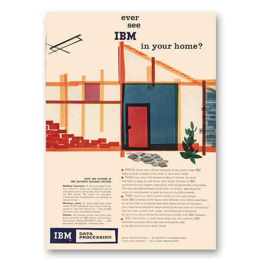 1957 IBM Data Processing In Your Home Vintage Magazine Print Ad