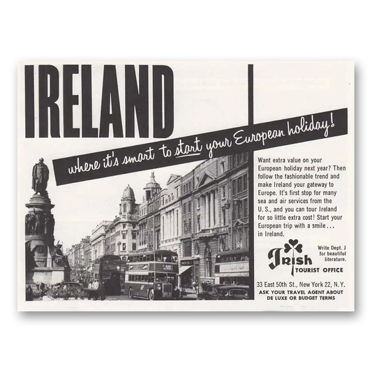 1957 Ireland Smart to Start Vintage Magazine Print Ad