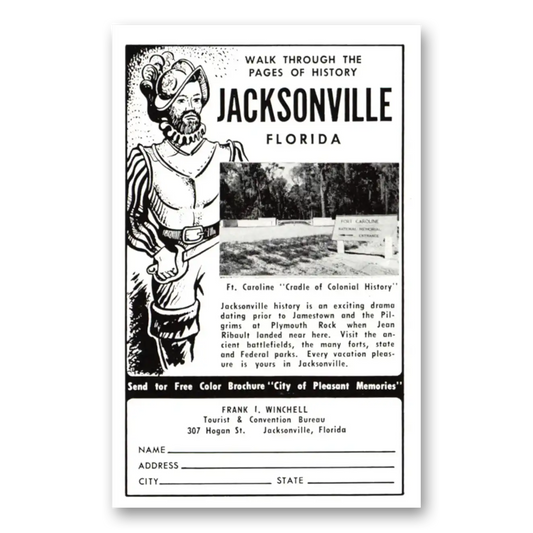 1957 Jacksonville Florida Ft Caroline Walk Through the Pages of History Vintage Magazine Print Ad