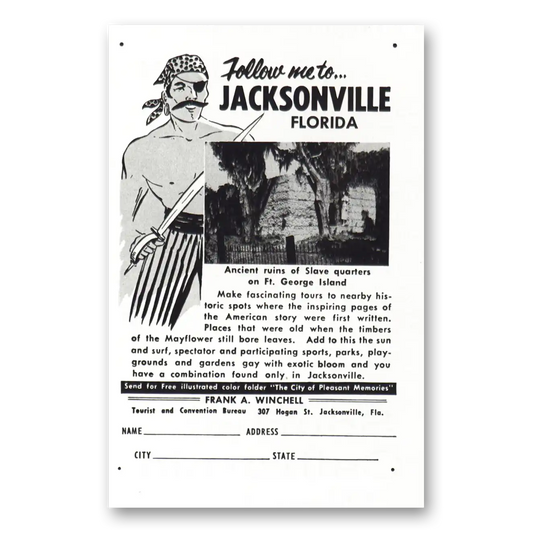 1957 Jacksonville Florida Ft George Island Slave Quarters Vintage Magazine Print Ad