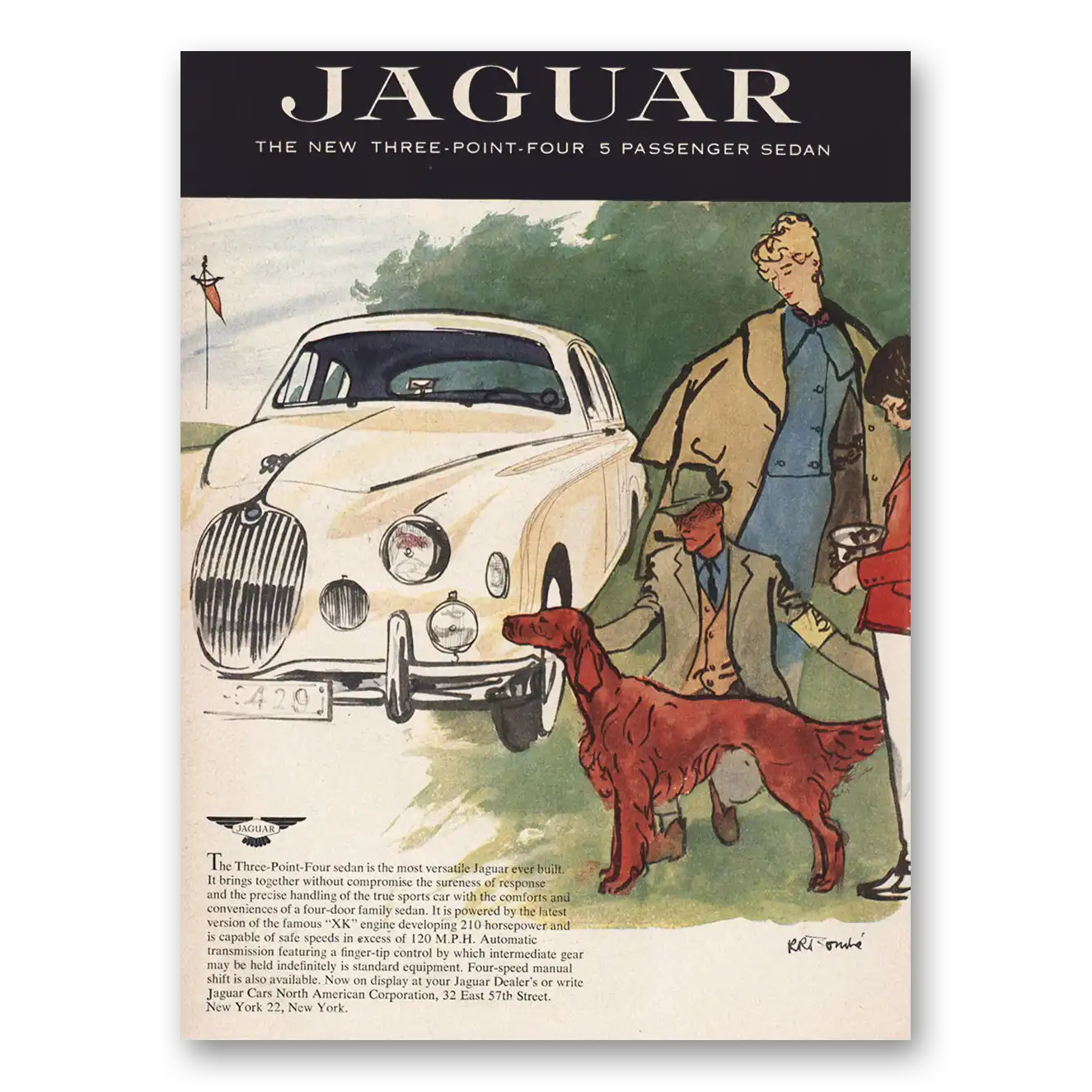 1957 Jaguar 3.4 Sedan Three Point Four Passenger Sedan Vintage Magazine Print Ad