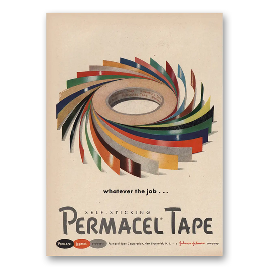 1957 Permacel Tape Whatever the Job Vintage Magazine Print Ad