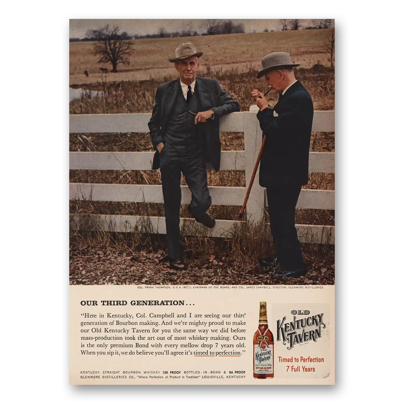 1957 Kentucky Tavern Whiskey Third Generation Vintage Magazine Print Ad