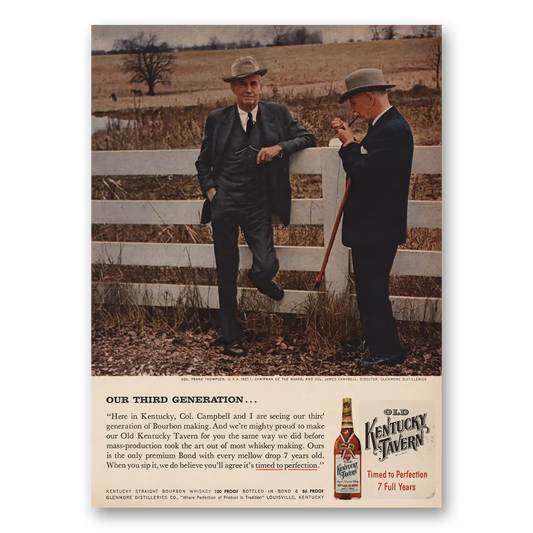 1957 Kentucky Tavern Whiskey Third Generation Vintage Magazine Print Ad