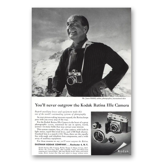 1957 Kodak Retina Camera James Riddell Vintage Magazine Print Ad