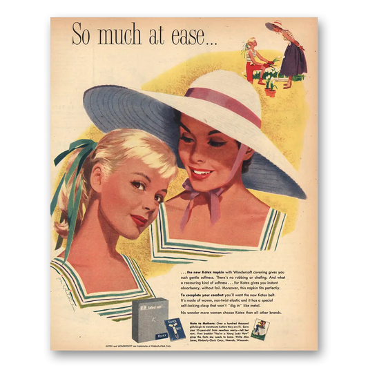 1957 Kotex So Much At Ease Vintage Magazine Print Ad