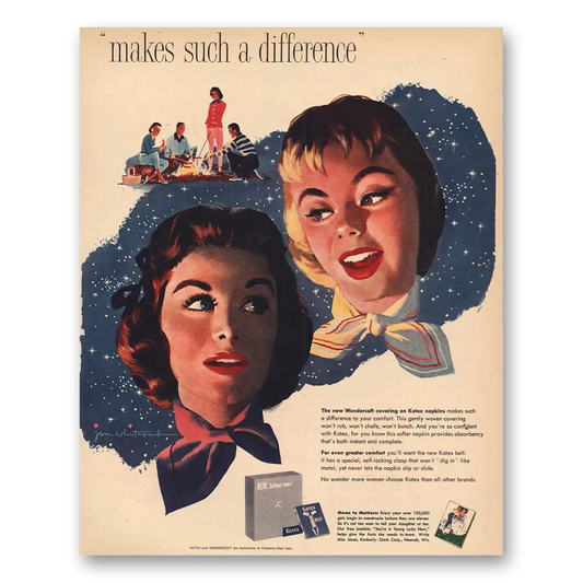 1957 Kotex Makes Such Difference Vintage Magazine Print Ad