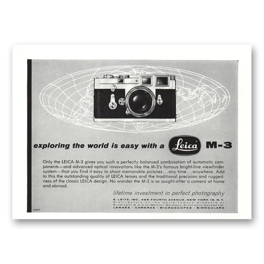 1957 Leica Cameras Exploring the World is Easy Vintage Magazine Print Ad