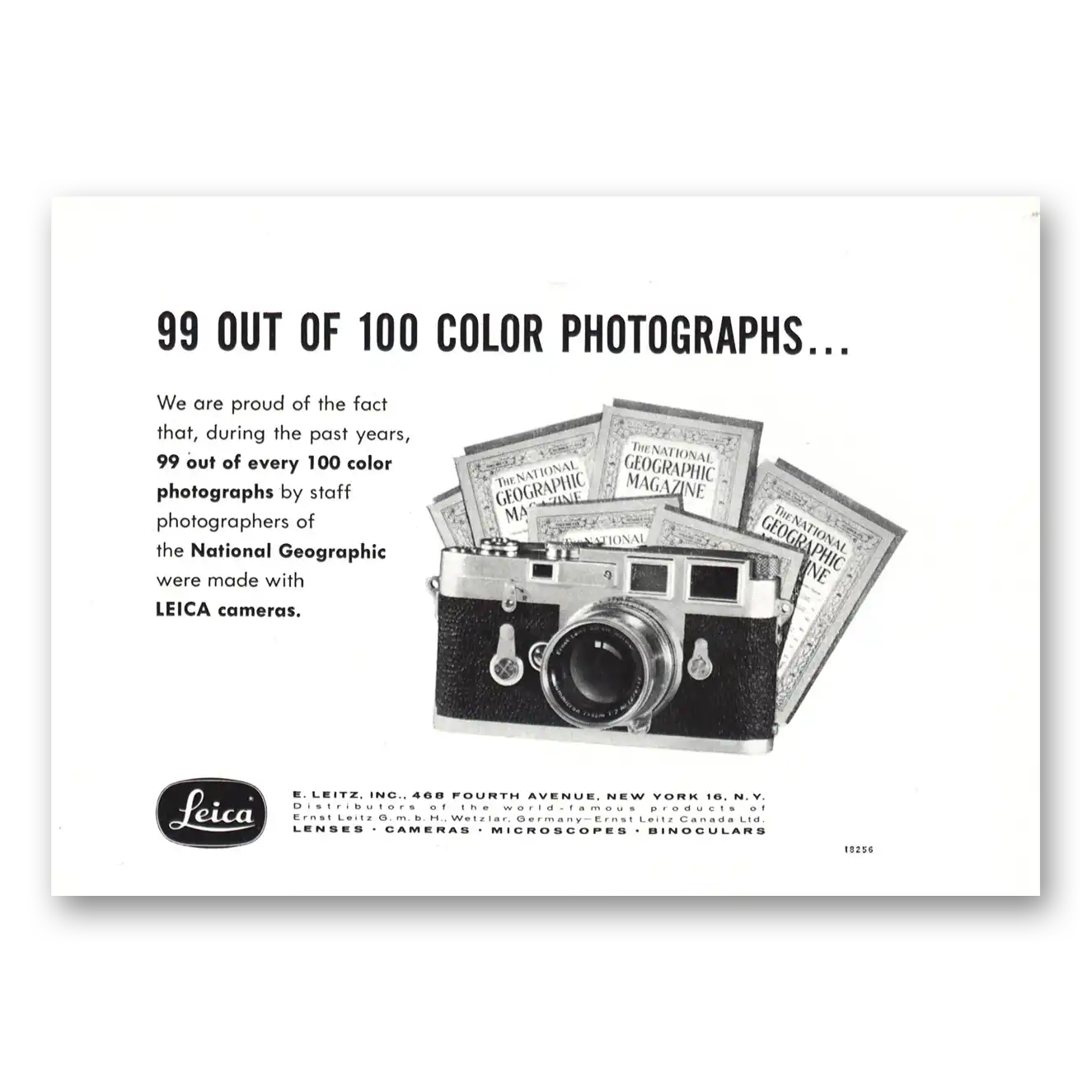 1957 Leica Cameras 99 Out of 100 Color Photographs Vintage Magazine Print Ad