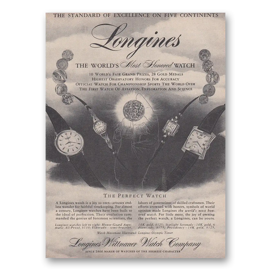 1957 Longines Wittnauer Perfect Watch Vintage Magazine Print Ad