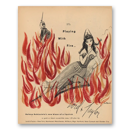 1957 Lord & Taylor Playing With Fire Vintage Magazine Print Ad