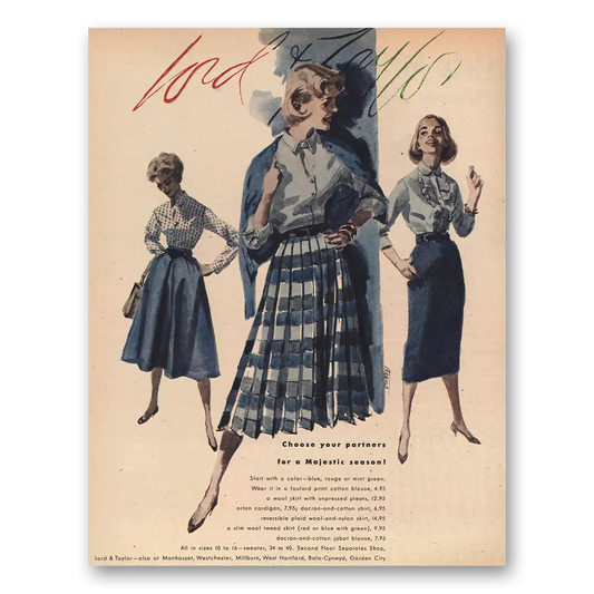 1957 Lord & Taylor Choose Your Partners Majestic Season Vintage Magazine Print Ad