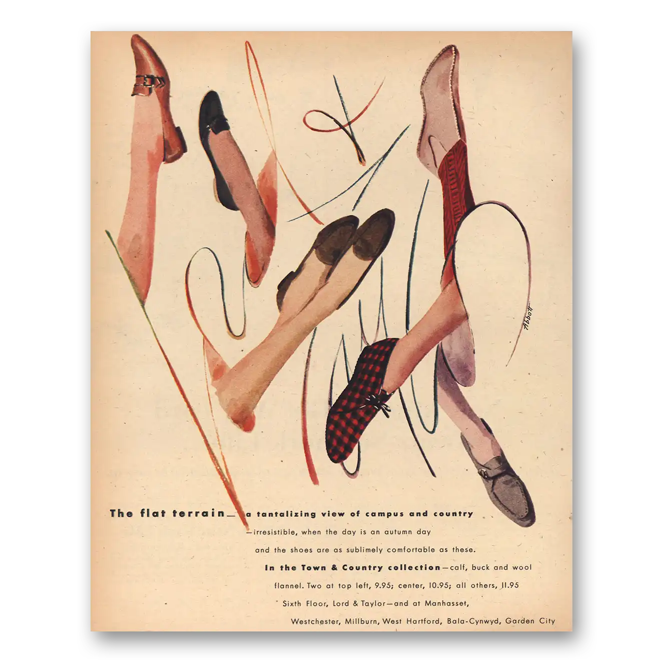 1957 Lord & Taylor The Flat Terrain Vintage Magazine Print Ad