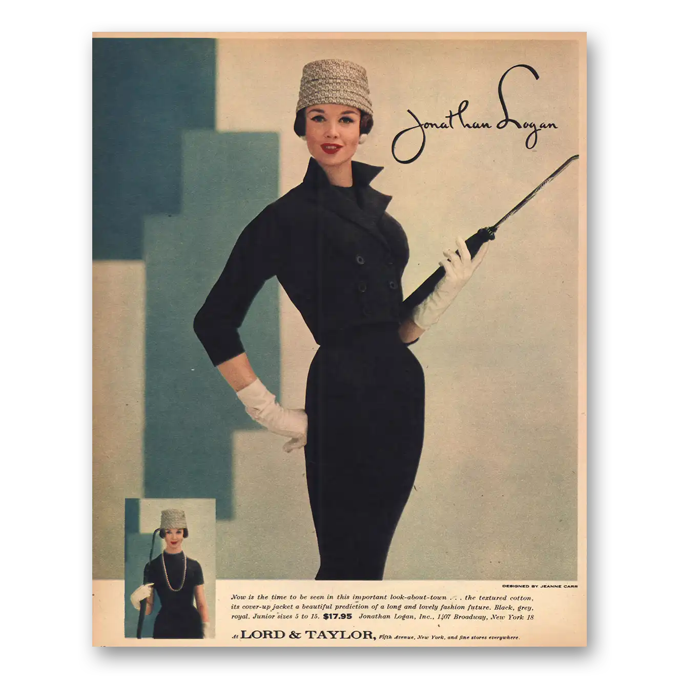 1957 Lord & Taylor Jonathan Logan Vintage Magazine Print Ad