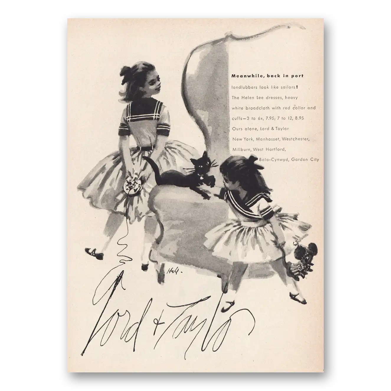 1957 Lord & Taylor Meanwhile Back In Port Landlubbers Vintage Magazine Print Ad