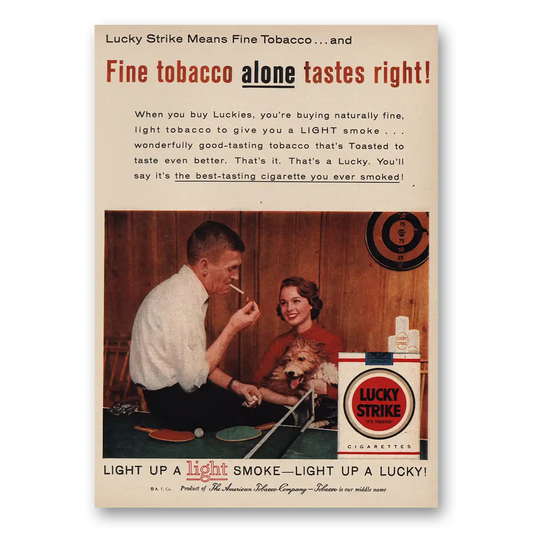 1957 Lucky Strike Cigarettes Fine Tobacco Vintage Magazine Print Ad