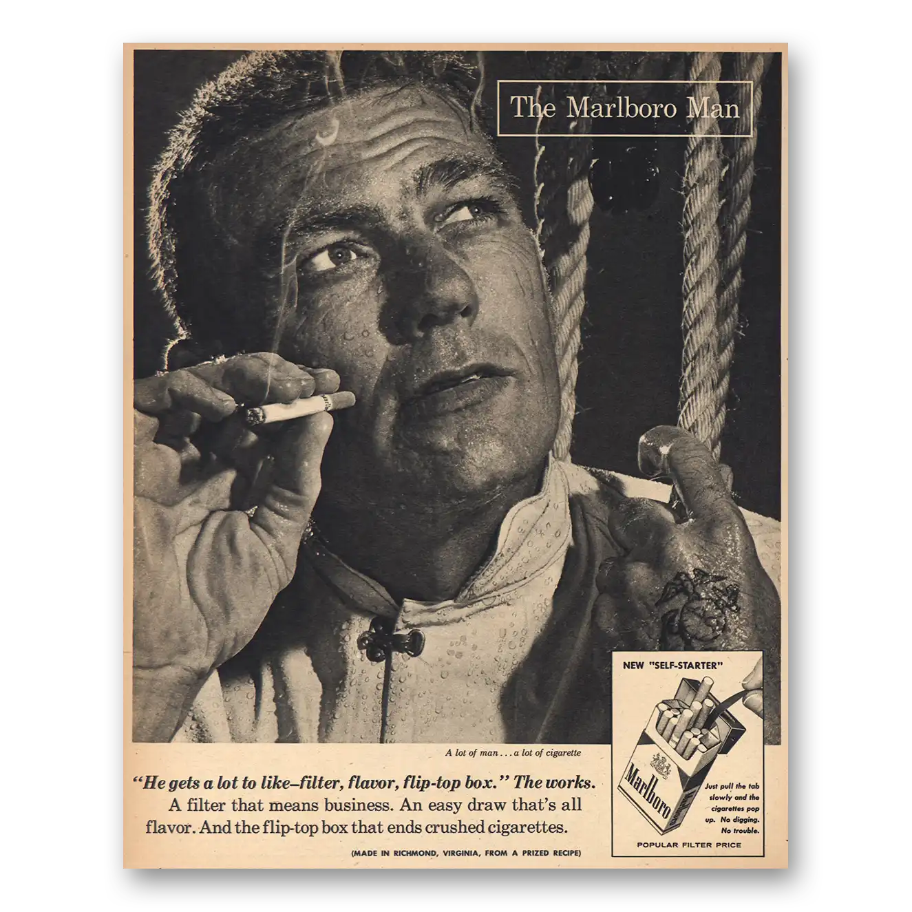 1957 Marlboro The Marlboro Man Vintage Magazine Print Ad