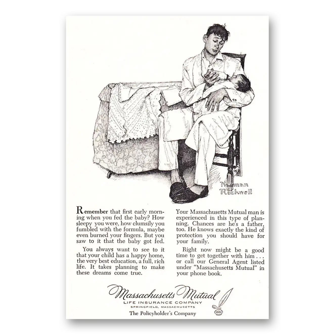 1957 Massachusetts Mutual That First Early Morning Vintage Magazine Print Ad