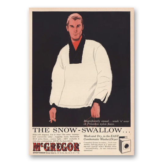 1957 McGregor Fashion Snow Swalow Vintage Magazine Print Ad