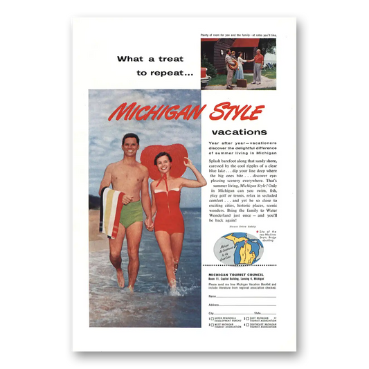 1957 Michigan Michigan Style Beach Vintage Magazine Print Ad