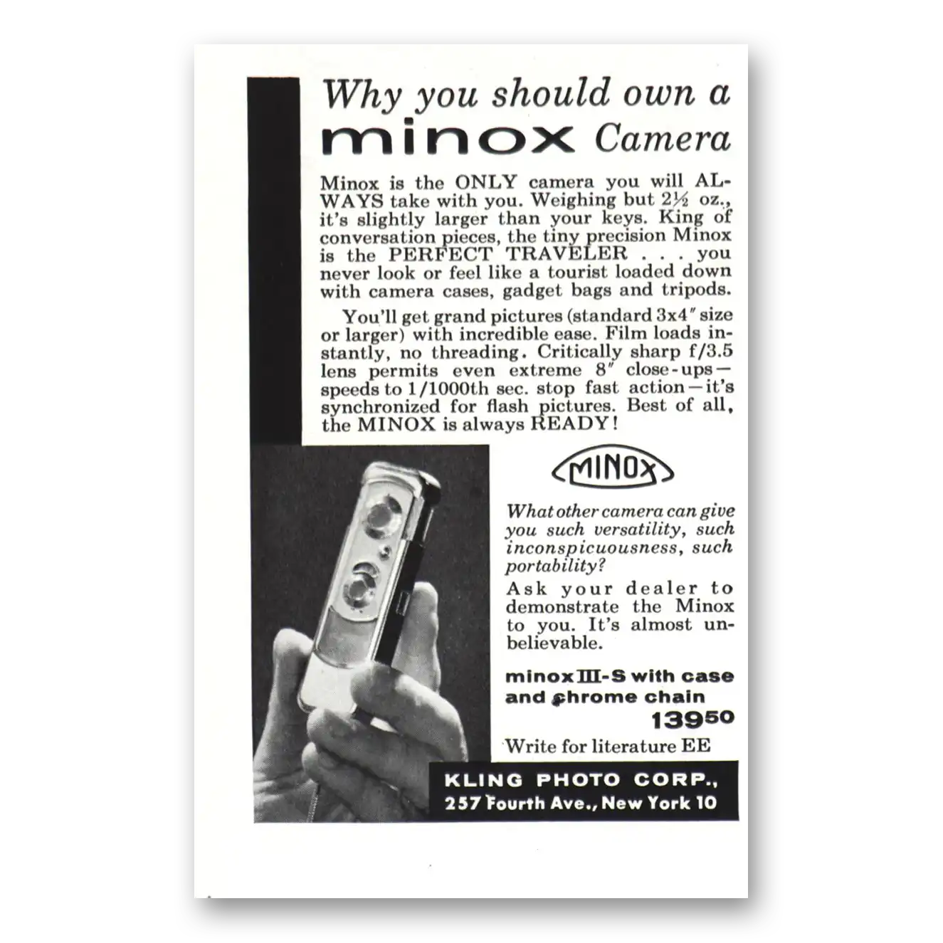 1957 Minox Camera Why You Should Own Vintage Magazine Print Ad