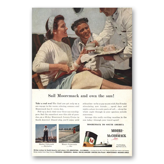 1957 Moore McCormack Lines Sail Mooremack Vintage Magazine Print Ad