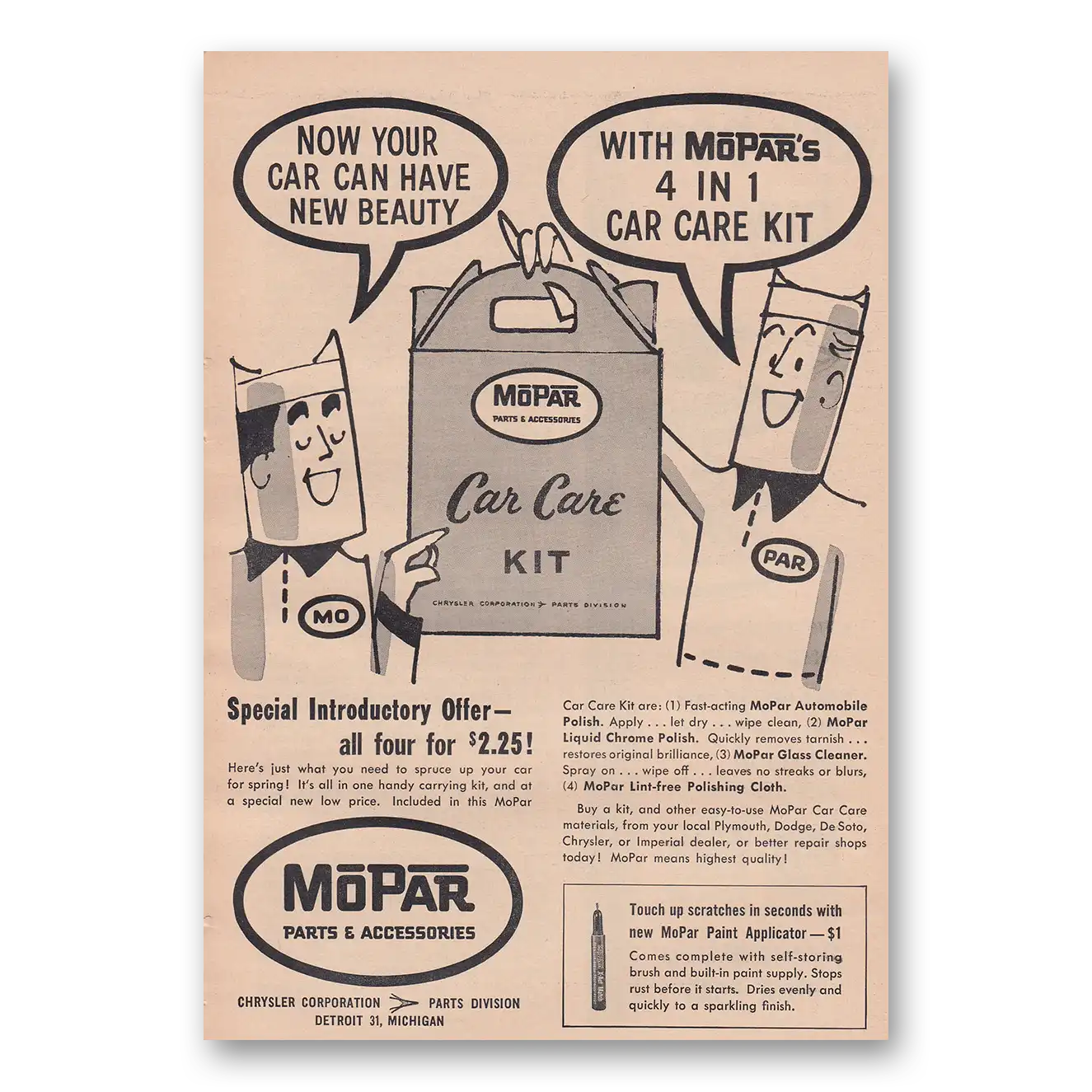 1957 Mopar Now Your Car Can Have New Beauty Vintage Magazine Print Ad