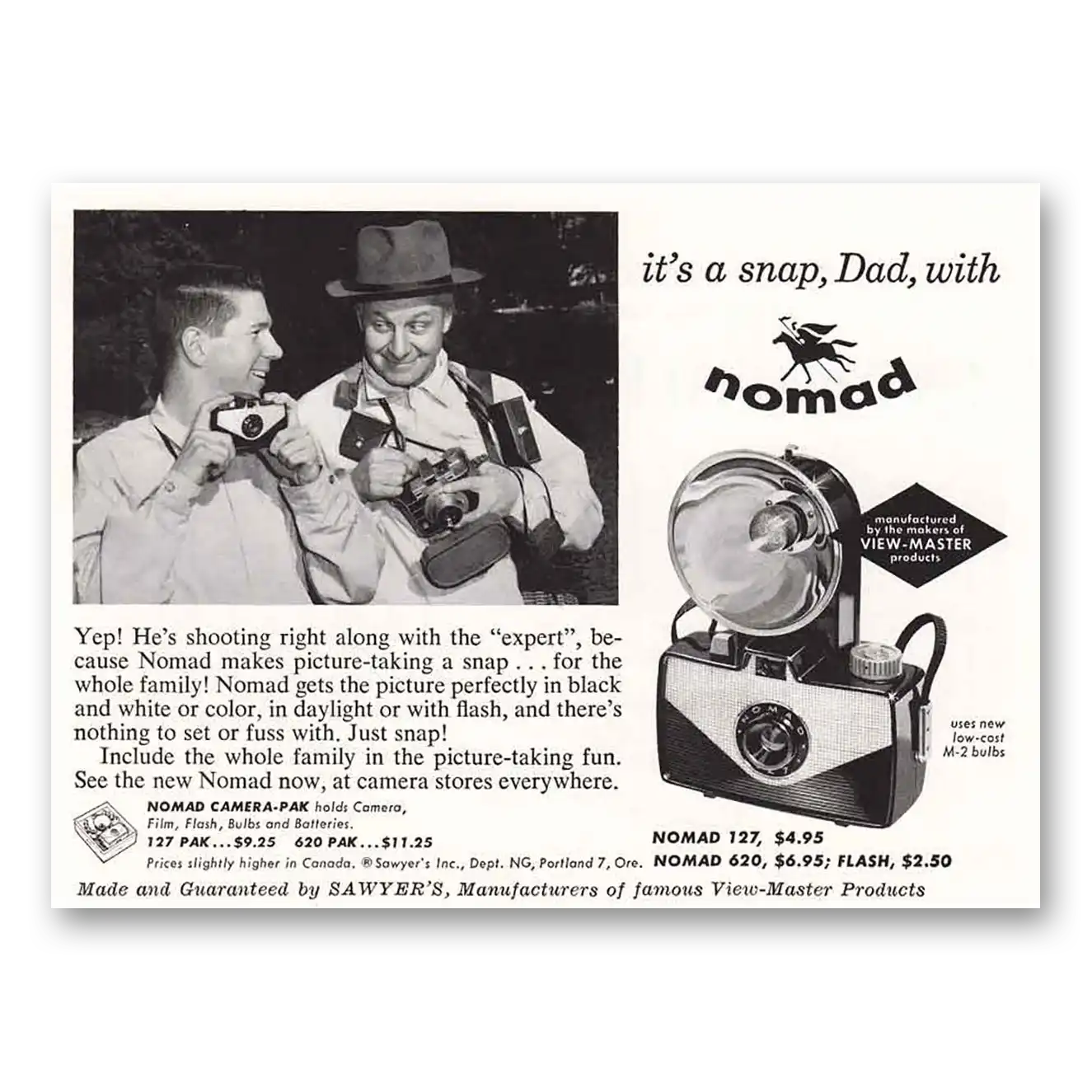 1957 Nomad Camera Its a Snap Dad Vintage Magazine Print Ad