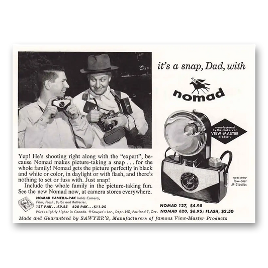 1957 Nomad Camera Its a Snap Dad Vintage Magazine Print Ad