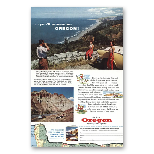 1957 Oregon Cape Sebastian Vintage Magazine Print Ad