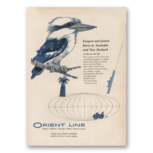 1957 Orient Line Orient Line Largest Fastest Liners Australia Vintage Magazine Print Ad