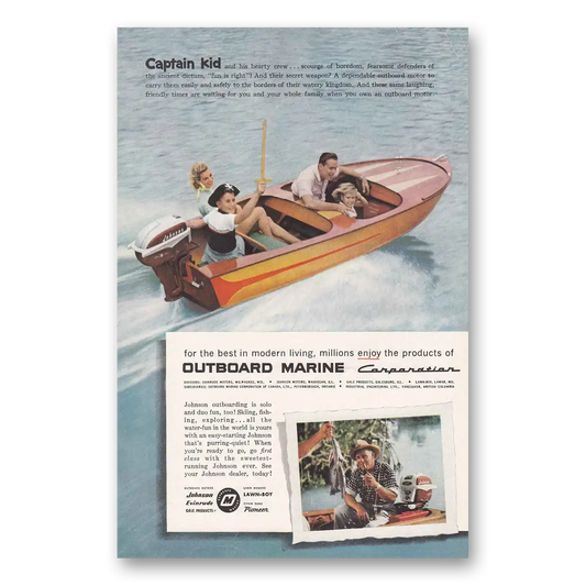 1957 Outboard Marine Captain Kid Vintage Magazine Print Ad