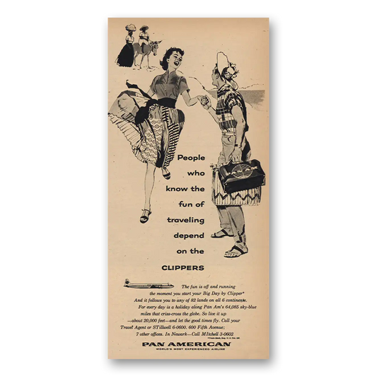 1957 Pan Am People Who Know Fun of Traveling Clippers Vintage Magazine Print Ad