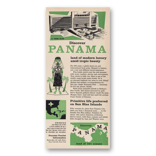 1957 Panama Land of Modern Luxury Amid Tropic Beauty Vintage Magazine Print Ad